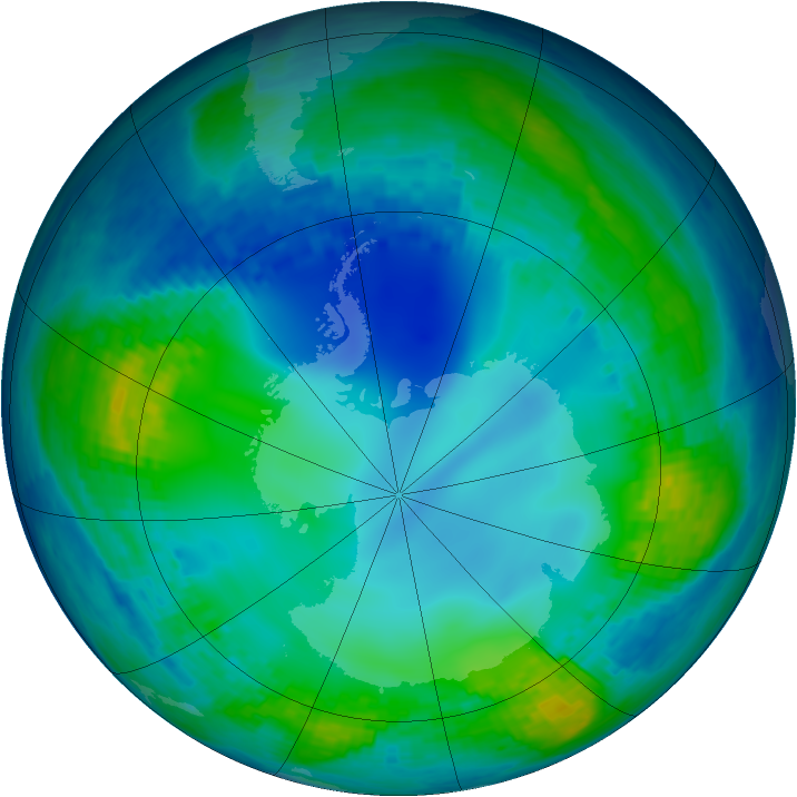 Antarctic ozone map for 20 May 2004